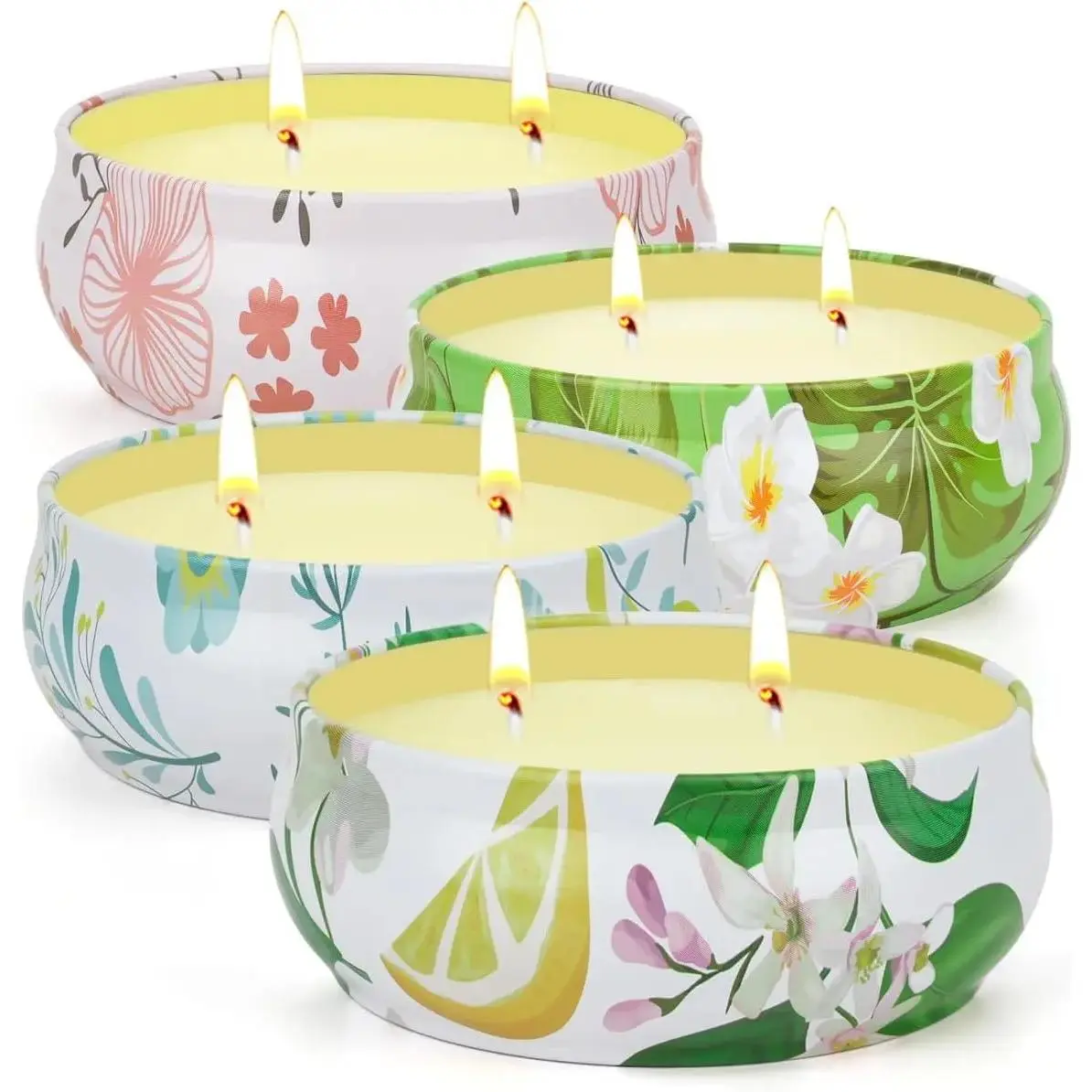 Citronella Candles Outdoor, 4 Pack Soy Wax Lemongrass Candles, Decorative Jar Scented Candle for Patio Garden Backyard Camping Summer, 240 Hours  Time