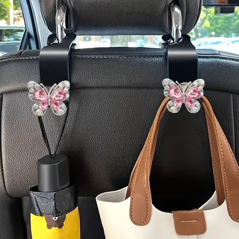 2pcs Butterfly Car Seat Hooks, Creative Multi-Functional Small Hooks, Headrest Storage Hooks, Car Accessories, Car Organization Supplies, for Bags, Wallets, Hats, Purse Hooks For Car