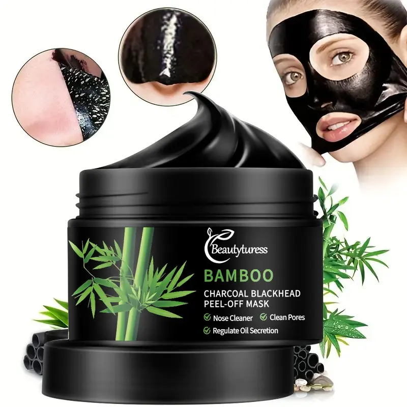 Bamboo Charcoal Blackhead Cleansing Mask 130g, Deep Cleanse Face and Nose, Oil Control, Pore Refinement, Gentle for All Skin Types