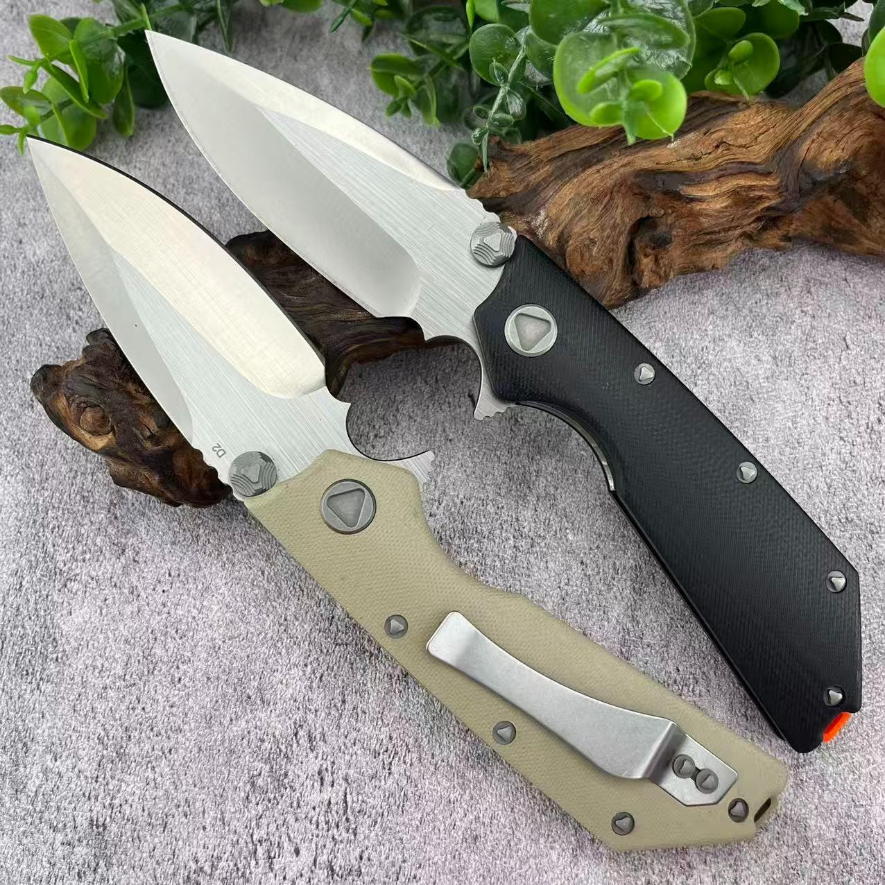D.OC Manual Flipper Folding Knife, High Hardness D2 Steel, G10 Handle, Multi-functional Camping Hiking Knives for Outdoor Exploration, Everyday Carry Tool, Durable and Portable for Outdoor Activities