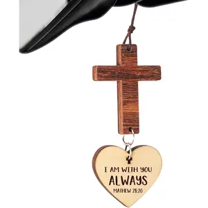 Bible Verse Cross Rearview Mirror Pendant, Christian Car Decor & Gift Ornament
