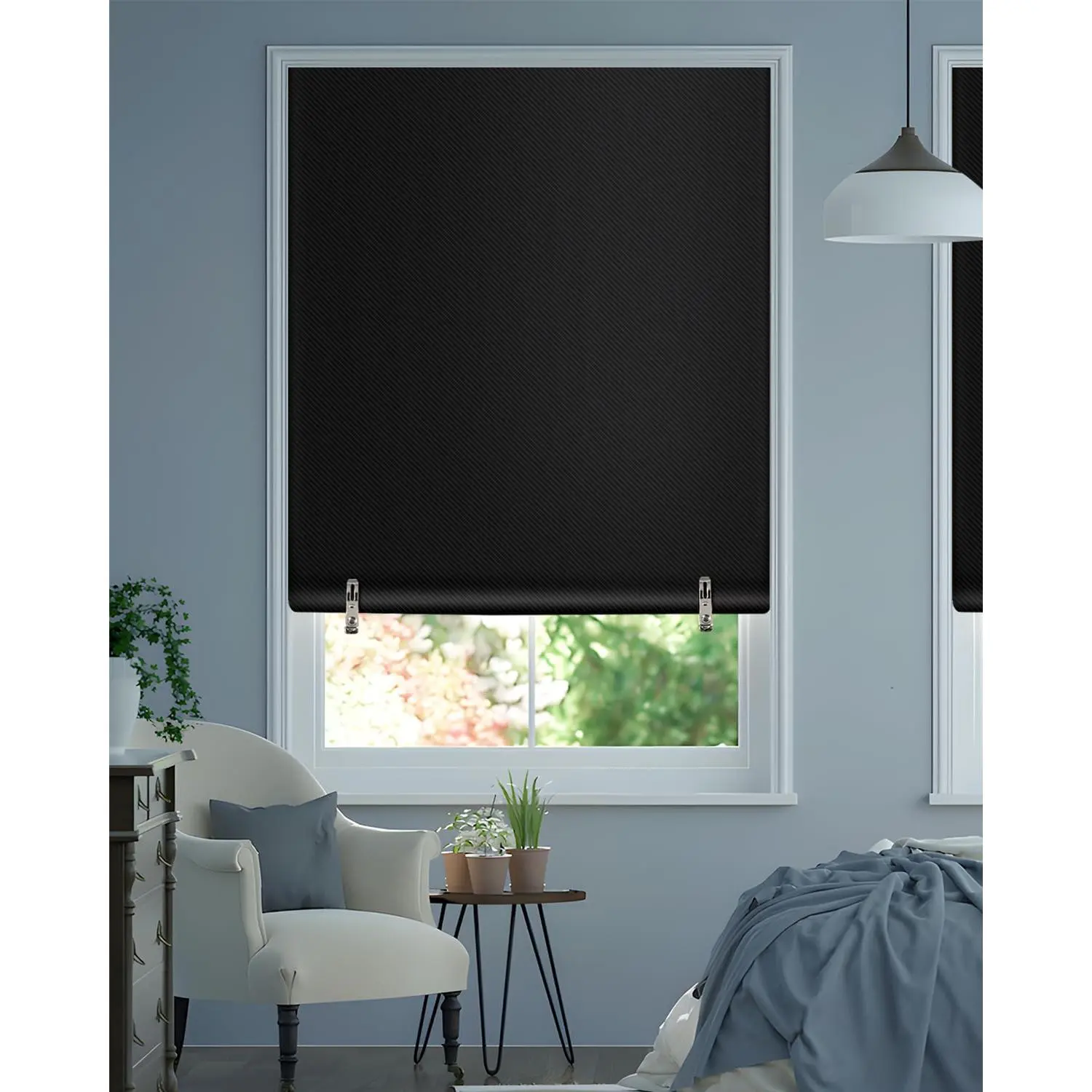 Cordless Blackout Roller Window Shades, No Tools No Drill Pull Down Blinds for Indoor Windows, Thermal Insulated UV Protection Fabric for Home Office Bedroom Door (36''W x 72''H, Black)