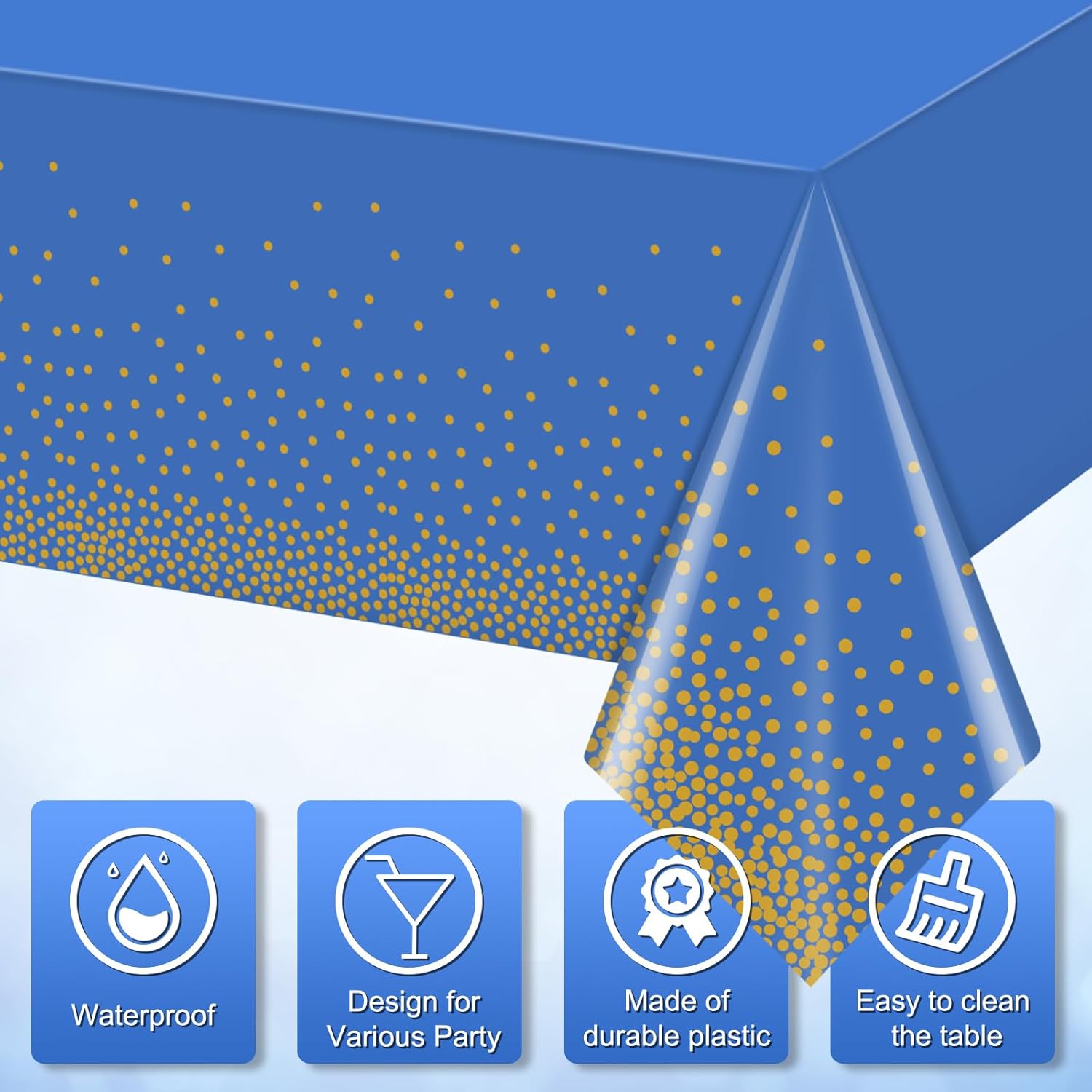 Dot Pattern Table Cover, 4 Counts/set Disposable Rectangular Tablecloth, Table Decoration Supplies for Party, Wedding, Birthday, Graduation