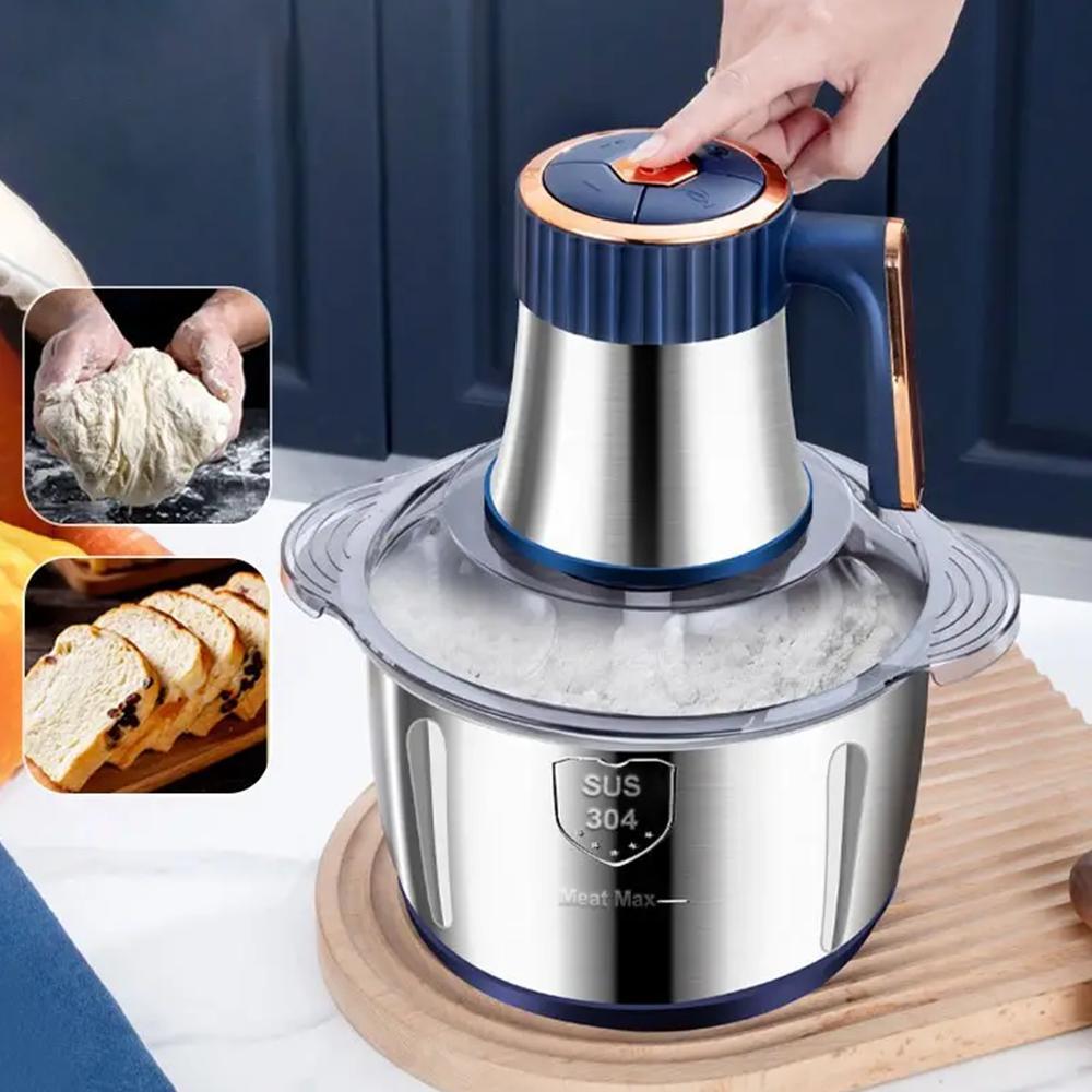 5L Electric Meat Grinding Tool, Stainless Steel Food Chopper, Household Kitchen Appliances for Vegetables, Onions, Garlic, Peppers, Salads, Fruits, Dough