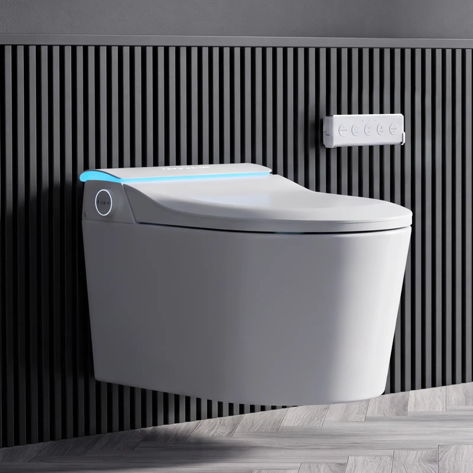 ARCH Wall-Mounted Smart Toilet, One-Piece Porcelain Bidet Toilet Combo with Automatic Lid Opening, UVC Sterilization, Aromatherapy Deodorization, Instant Hot Water, Foot Sensor, Remote Control, Modern White for Bathroom, White Color Options