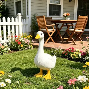 Cute Large Goose Resin Statue, 13.39 Inch Waterproof Outdoor Ornament, Decorative Animal Sculpture for Garden Porch Backyard Lawn Patio
