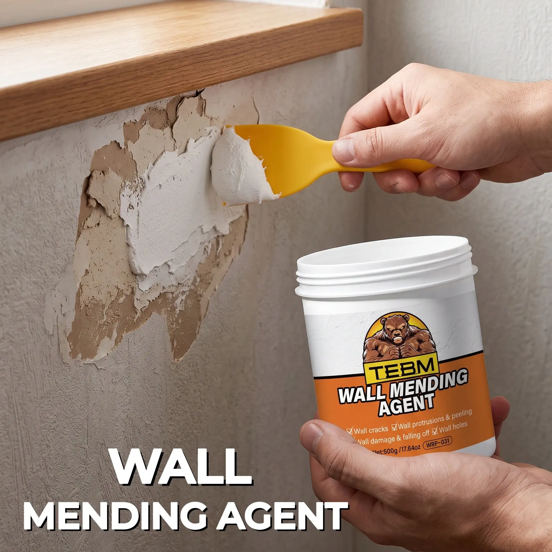 Wall Repair Paste Kit, Wall Patch, Drywall Spackle Wall Mending Agent, Ready‑to‑Use Wall Hole Filler for Nail Holes, Cracks, Dents & Peeling Paint, No Mixing Quick‑Drying Wall Repair Kit for Home Apartment Renters with Scraper