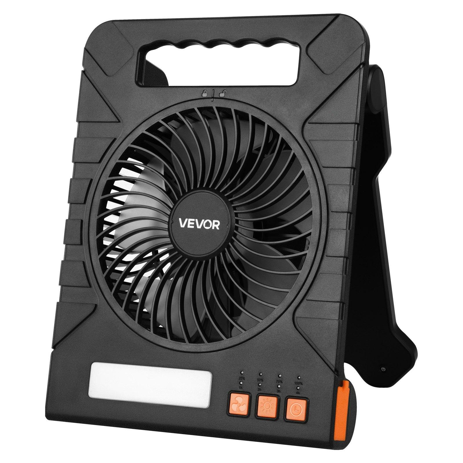 VEVOR 10000mAh Rechargeable Solar Fan with LED Lantern, 7 inch Portable Fan Cordless with 4W Foldable Solar Panel, 4-Speed& Timer& Quiet,USB Battery Powered for Camping Tent Worksite Office Desk VEVOR 10000mAh Rechargeable Solar Fan with LED Lantern, 7 inch Portable Fan Cordless with 4W Foldable Solar Panel, 4-Speed& Timer& Quiet,USB Battery Powered for Camping Tent Worksite Office Desk