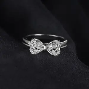 Trendy Vintage Jewelry Palace 925 Sterling Silver Rings Cubic Zirconia Promise Rings Gift for Girl Couple Fit Daily Wear
