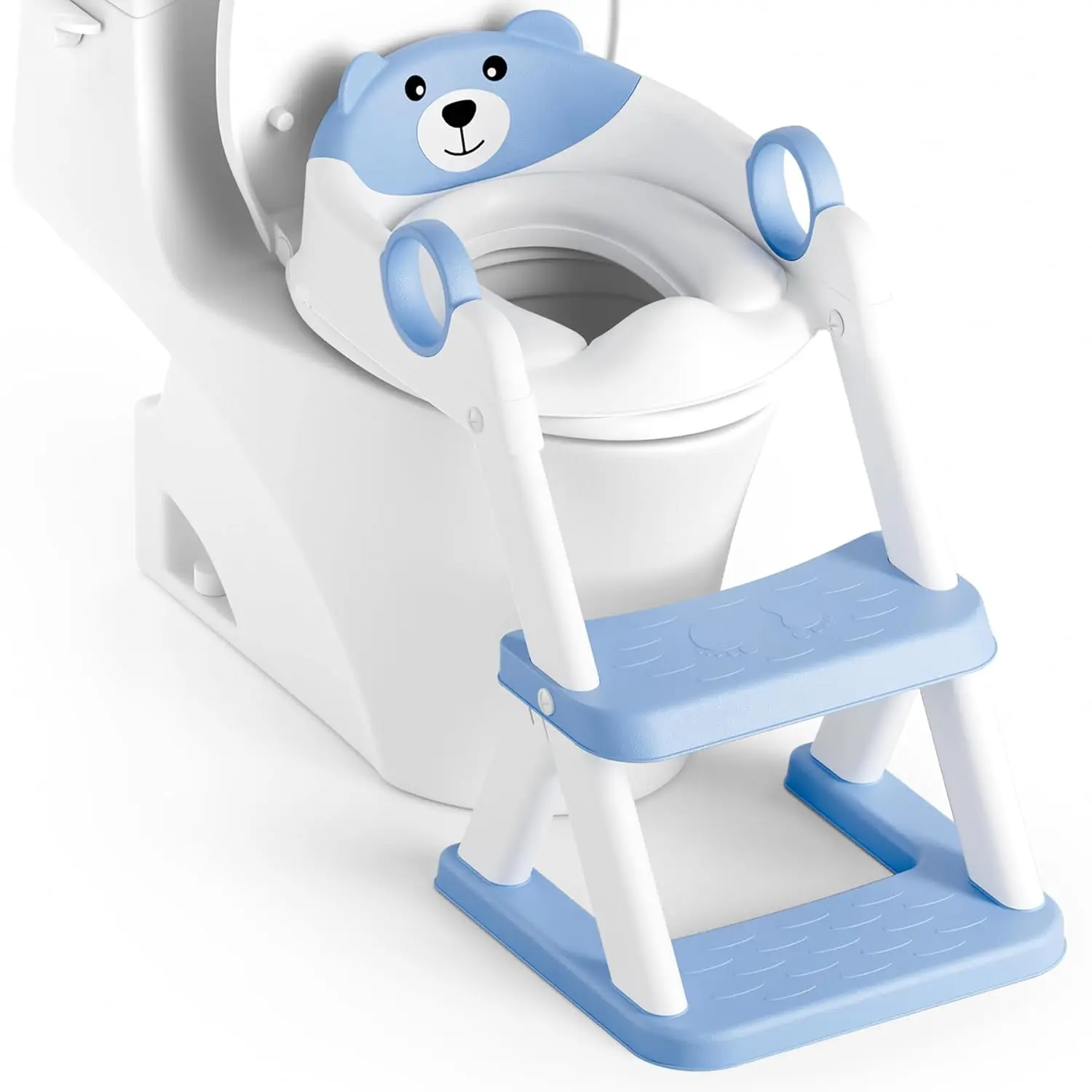 Potty Training Seat, Upgrade Toddler Toilet Seat  Kids Boys Girls, 2 in 1 Potty Training Toilet, Splash Guard Anti-Slip Pad Step Stool(Blue)