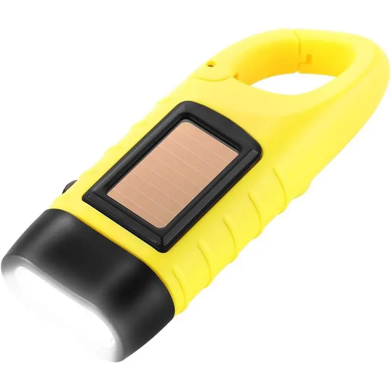 Outdoor activitiesSimpeak Hand Cranking Solar Powered Flashlight, Rechargeable Emergency LED Flashlight Carabiner Dynamo Quick Snap Clip Backpack Flashlight Torch for Outdoor Camping Climbing Hiking (Yellow)