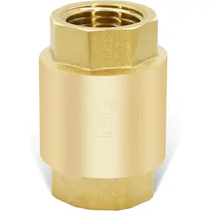 1/2" NPT Brass Vertical Check Valve, NPT Thread Lead-Free In-Line Spring Check Valve, Non Return One Way Counterflow Valve Prevent Medium Backflow for Oil Water Gas Air DN15