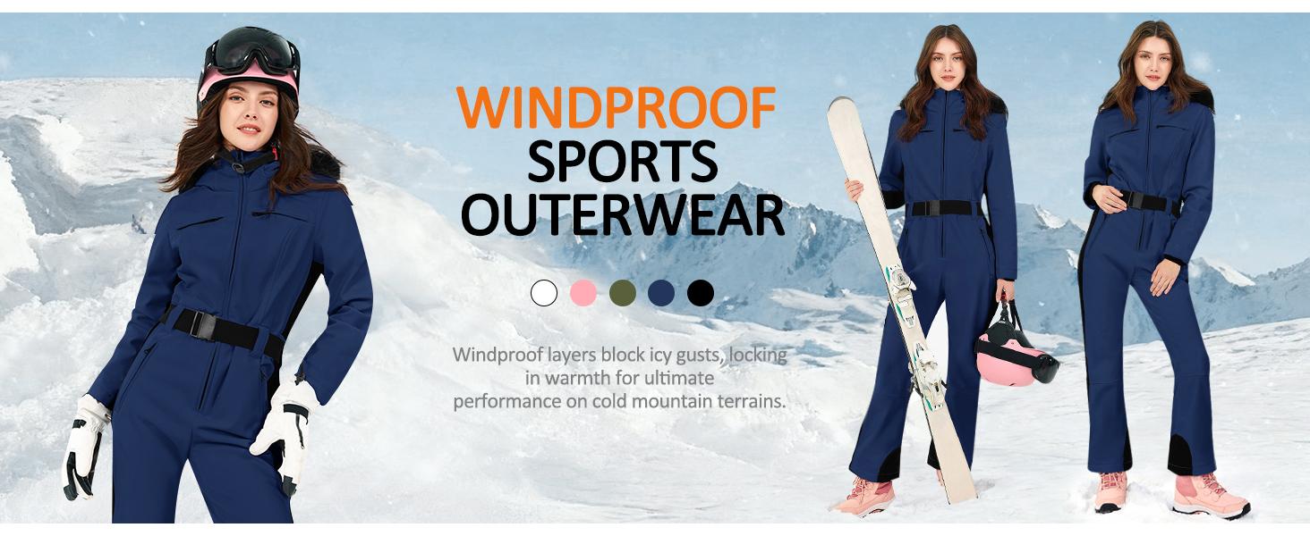 Yousify Womens Ski Suit One Piece Snowsuit Onesie Waterproof Windproof Ski Jacket Snowboard Sports Slim Jumpsuits Outerwear