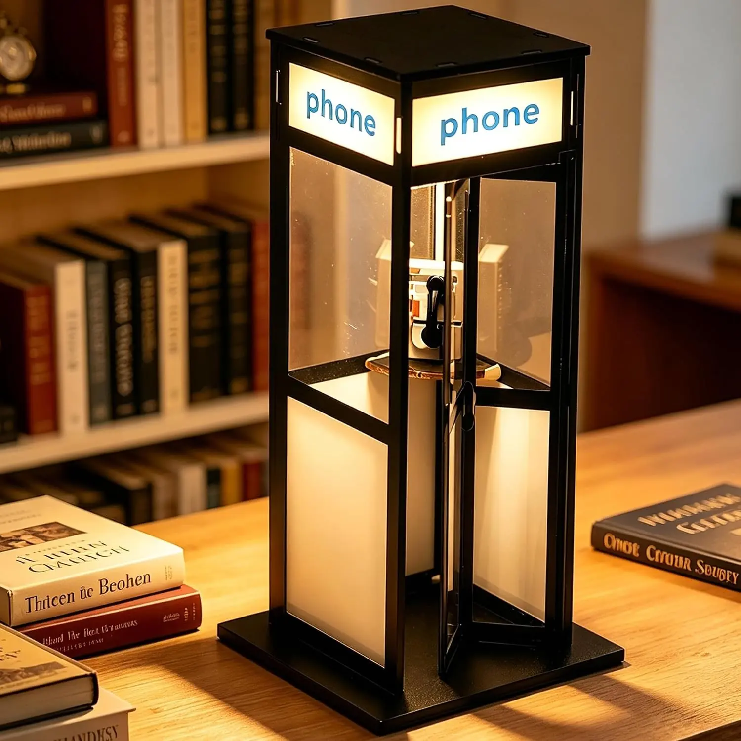 Retro Vintage Tall Phonebooth Lamp, Acrylic Desk Decor, Living Room, Bedroom, Office, Party Decoration, Holiday Gift, Decorative Atmosphere Lighting