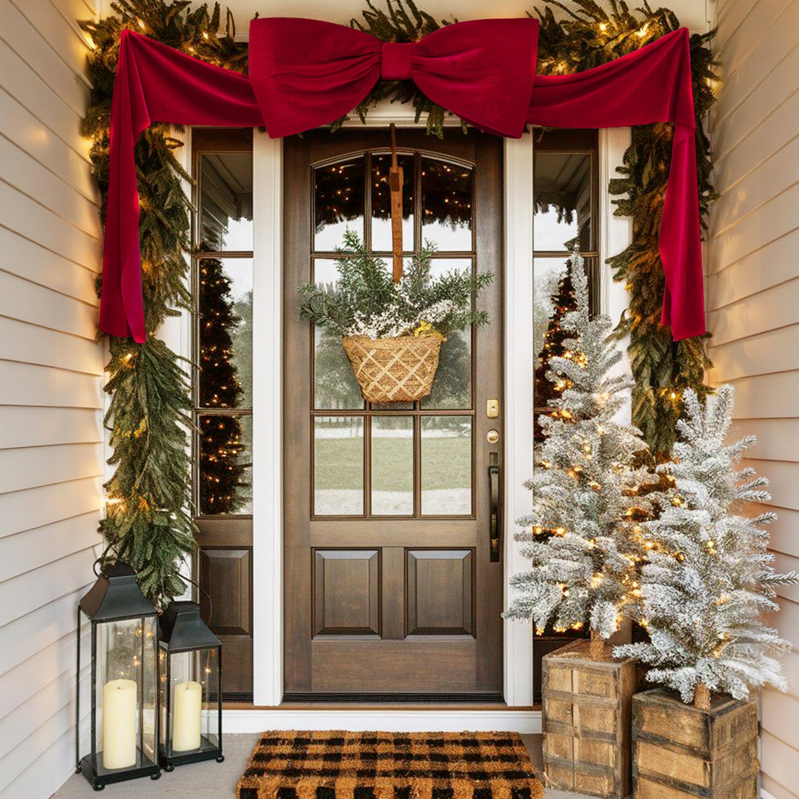 Christmas Decoration - Giant Christmas Tree Bow, Large Velvet Bow, Tree Top Window Wall Decor, Indoor Home Room Party Valentine's Day, Party Decoration Supplies