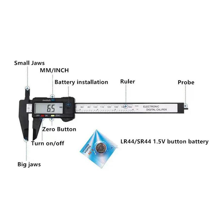 100mm Electronic Digital Caliper, Carbon Fiber Dial, Vernier Caliper, Micrometer, Measurement Tool, Digital Ruler