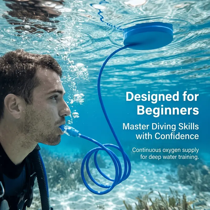 Diving floating trachea, splash-proof single or double-head breathing apparatus, underwater breathing valve/diving breathing oxygen supply equipment, silicone material, leak-proof design, diving training equipment, Diving Gear