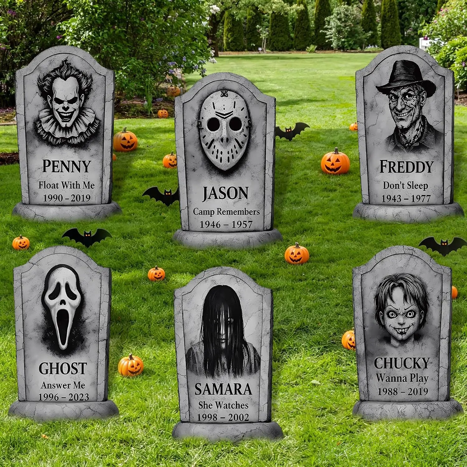 6 count Halloween Decorations Outdoor, 16.9 Inch Tombstone Yard Signs | Outdoor Halloween Decorations with Stakes for Lawns, Gardens, Graveyards, Haunted Houses and Party Displays