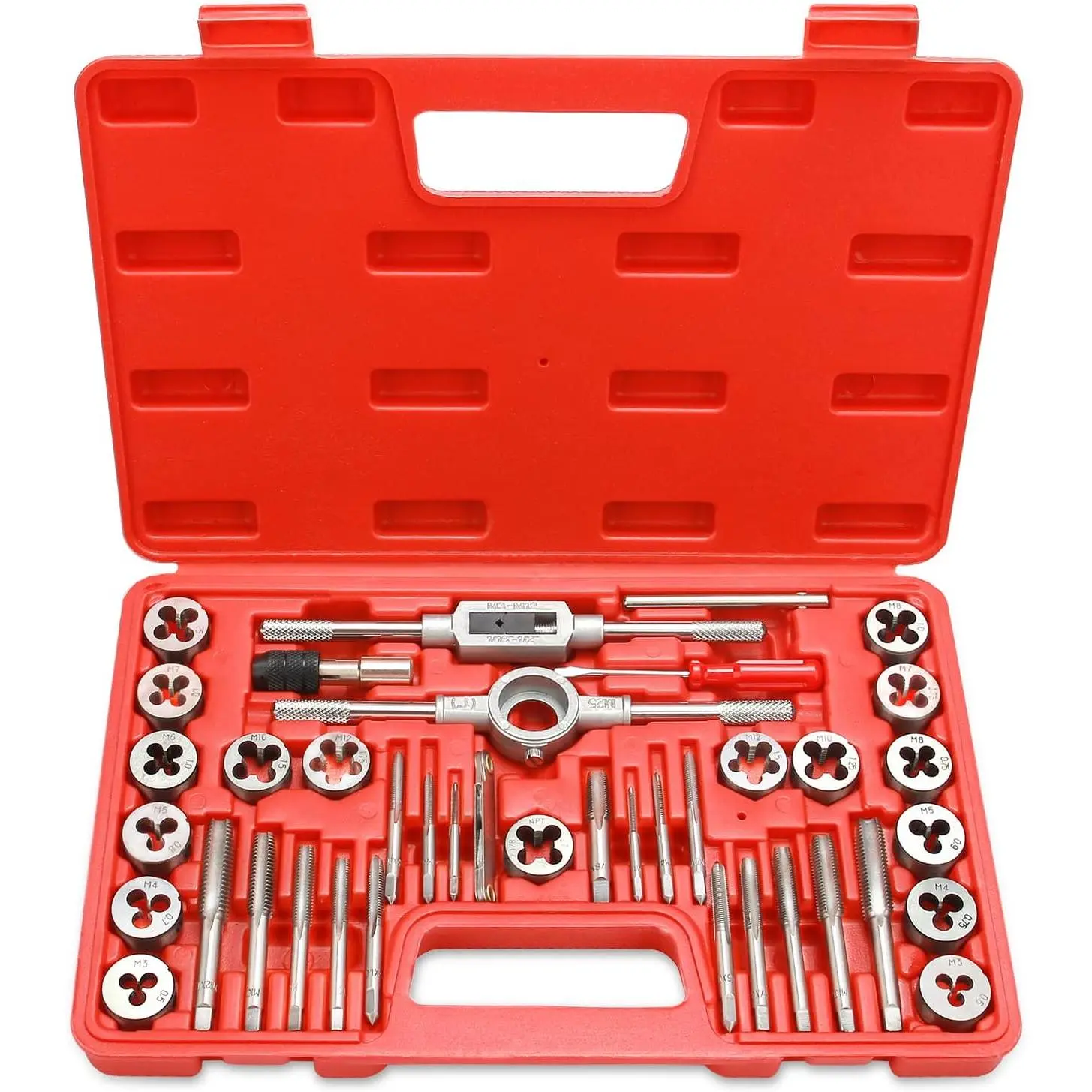 40-  Tap and  Set, Metric Screw Threads M3, M4, M5, M6, M7, M8, M10, M12, Both Coarse and Fine Types | Essential Threading Tool Kit with Complete Handles, Accessories and Case