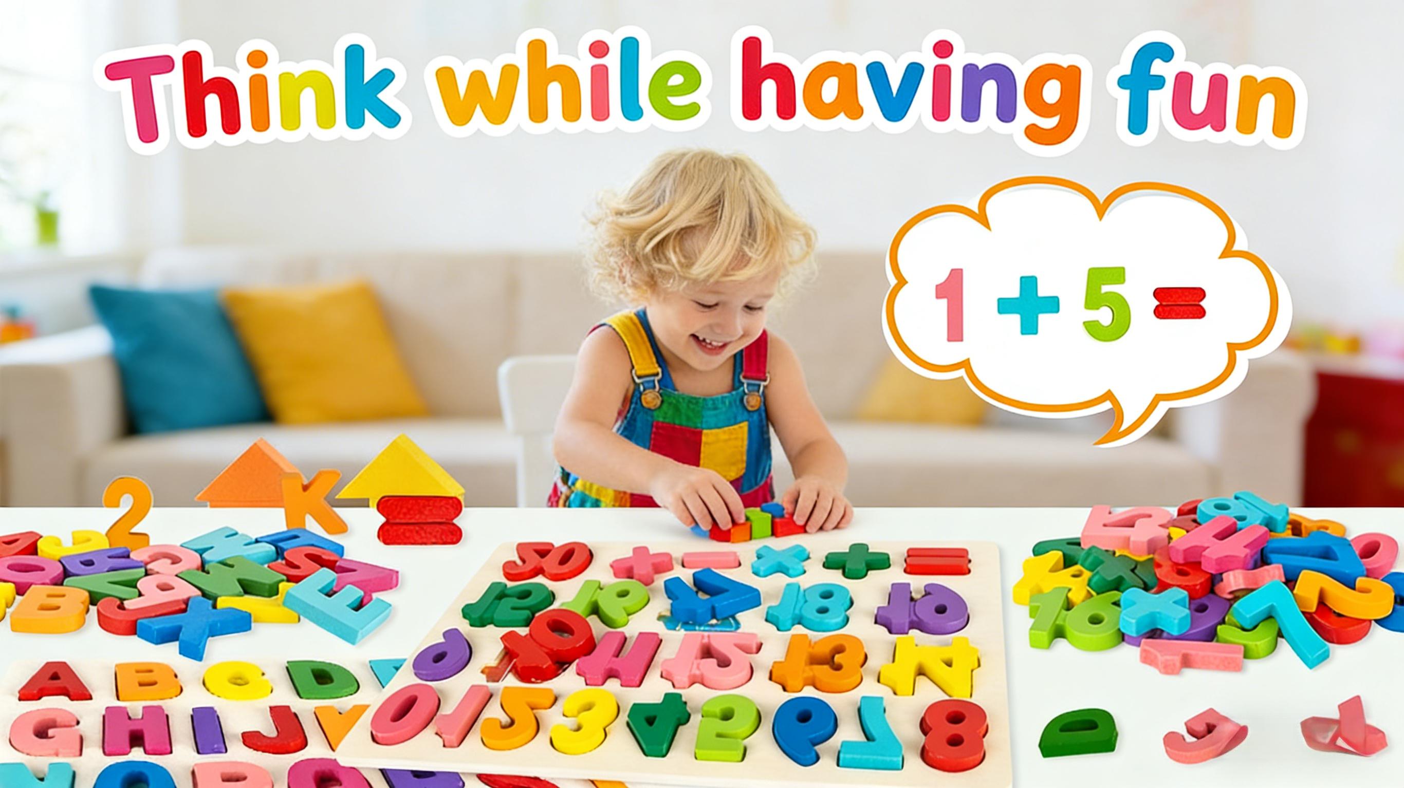 Wooden Puzzles for Toddlers,3 Pcs Alphabet Puzzle ABC Shape Number Puzzle(Alphabet, Number & Shape), Learning Toys for Kids, Preschool Educational Activities Toddler Gift Toys for Girls Boys Christmas Valentines Easter