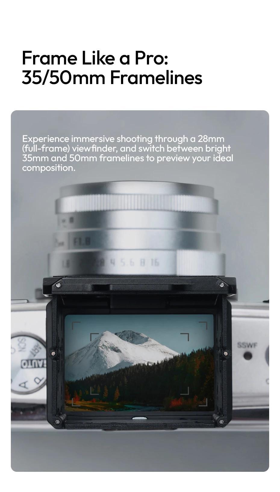 Ulanzi VF01 Waist-Level Viewfinder 35/50mm Framelines 28mm Focal Length 3-element Lens Group for Camera Enthusiasts