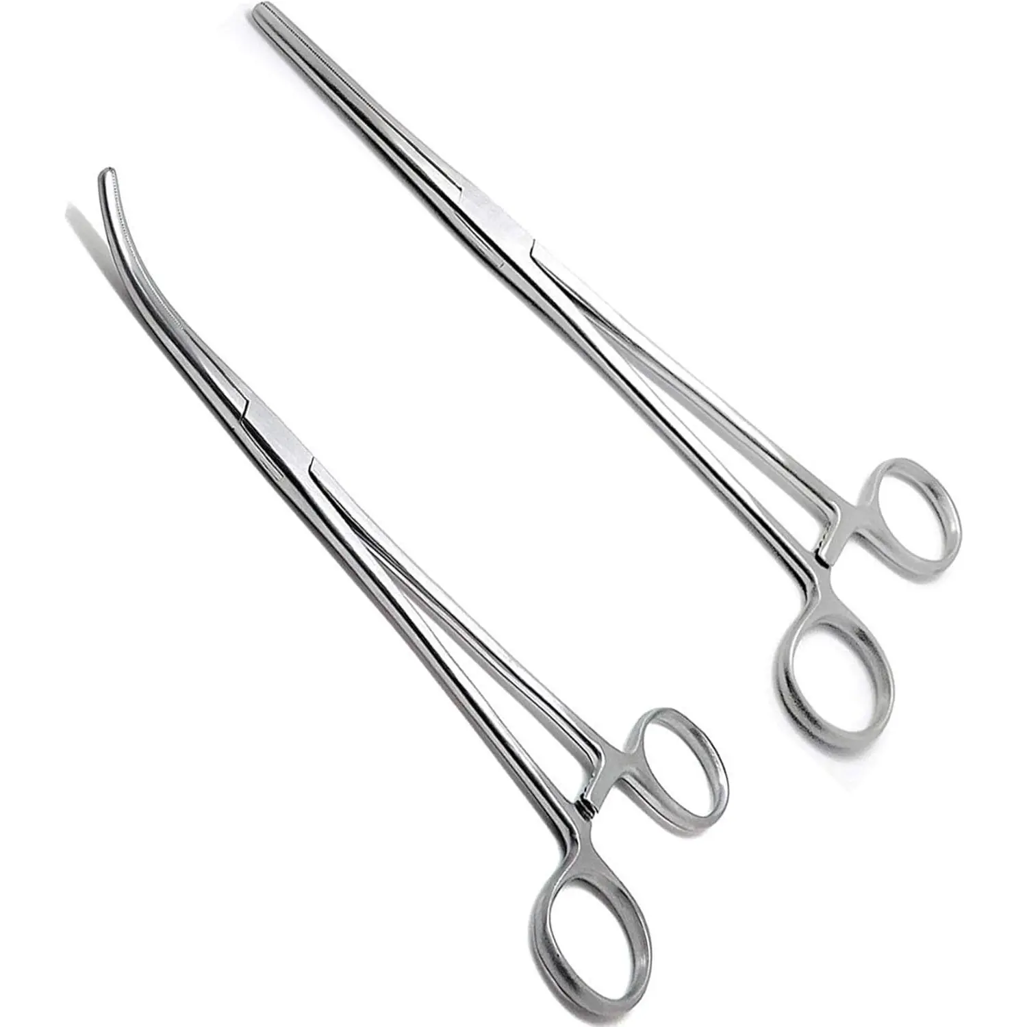 Baby & Maternity Stainless Steel Forceps Set (2 Pack, 5.5 in) - Curved & Straight Locking Jaw Hemostats, Serrated Jaws, Hook Removal Fishing Gear Tool, Set Pair, 5.5 Inch