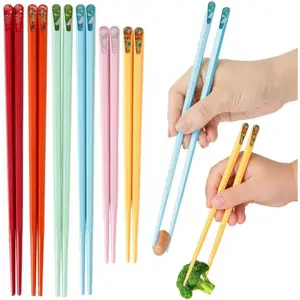 6 Pairs Chopsticks Reusable, Parent-Family Fiberglass Chop Sticks Set, 4 Adult + 2 Chopsticks Dishwasher Safe, Non Slip for Sushi Ramen Asian Foods, Colorful