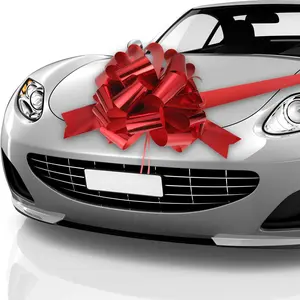 Big Car Bow Giant Car Bow with 20 ft Ribbon for Large Gift Wrapping New Houses Huge Present Birthday Christmas Decor(20 Inch,Glossy Red)