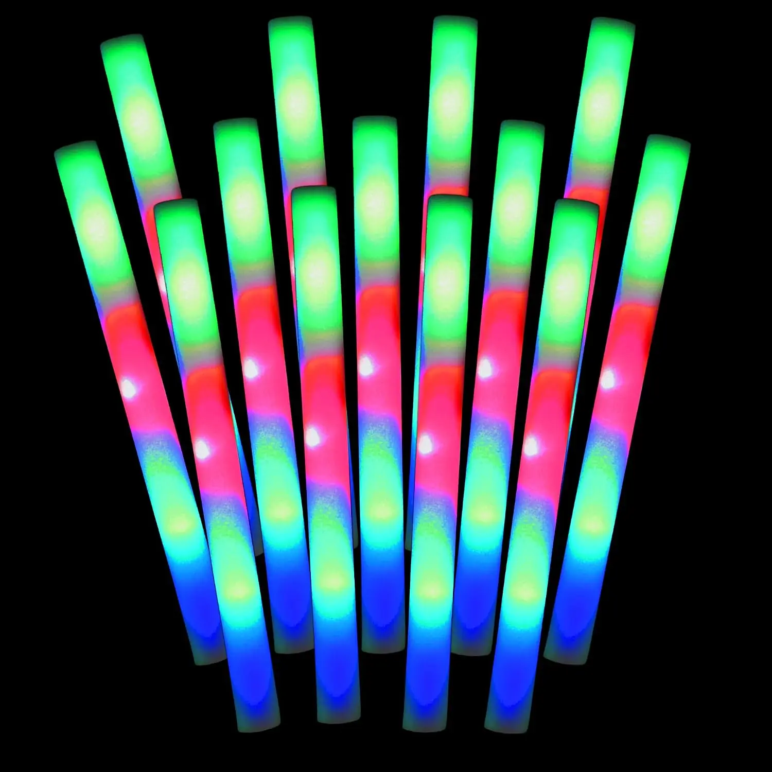 Synthetic Glow-in-Dark LED Light Sticks, 16in Multi-Mode Glow Sticks (20 Pieces) for Outdoor Night Festive & Party Decorations