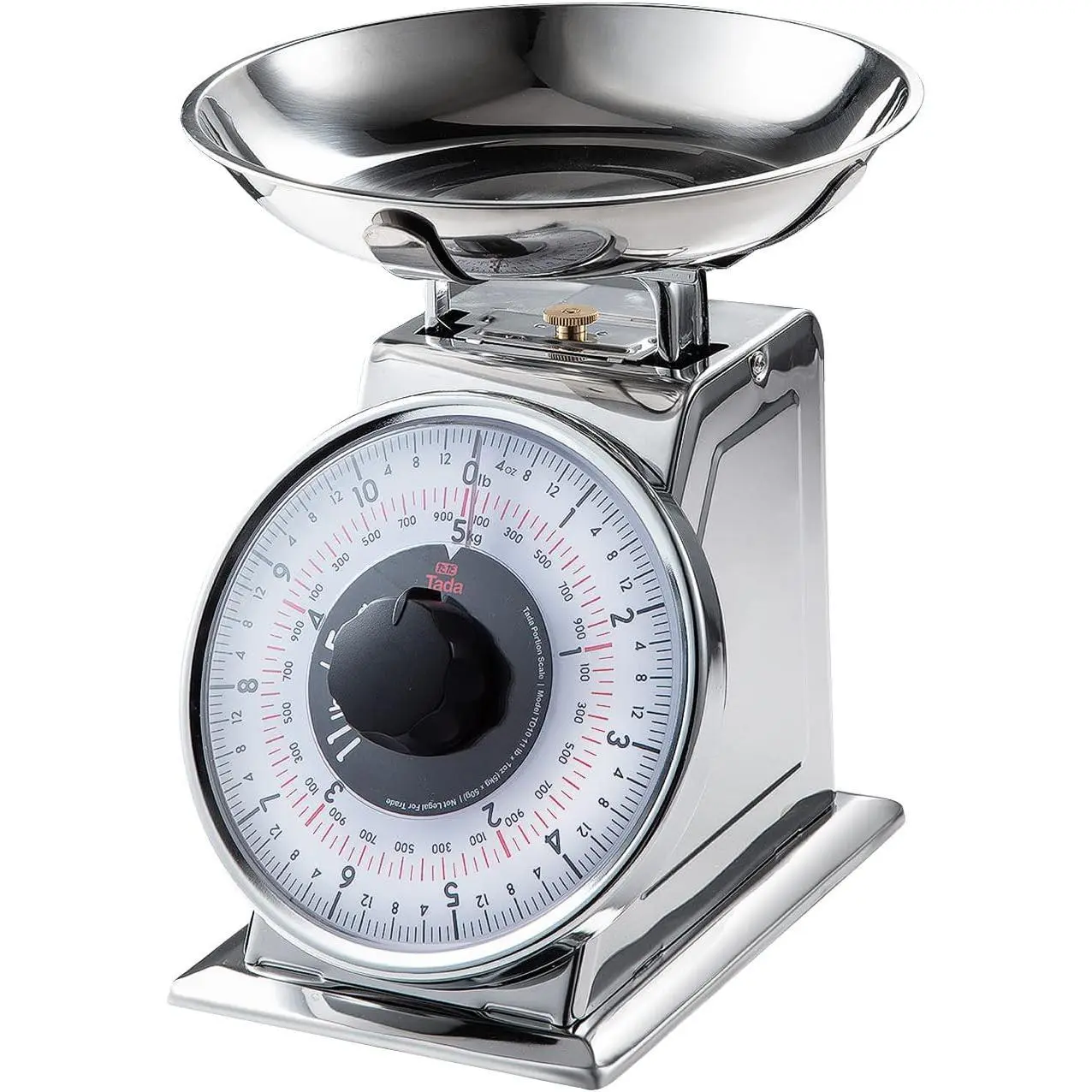 Retro Analog Dial Kitchen Scale - Stainless Steel, 11lb Capacity, Round Bowl, Tare Function, for Cooking Use