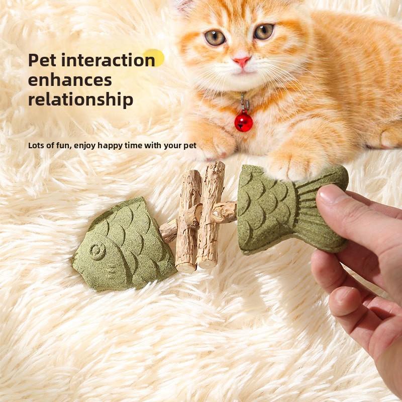 Silvervine & Catnip Fish Toy for Cats - Realistic Plush Kicker with Dental Cleaning Texture - Chewable & Huggable Pet Toy - Stress Relief & Active Play