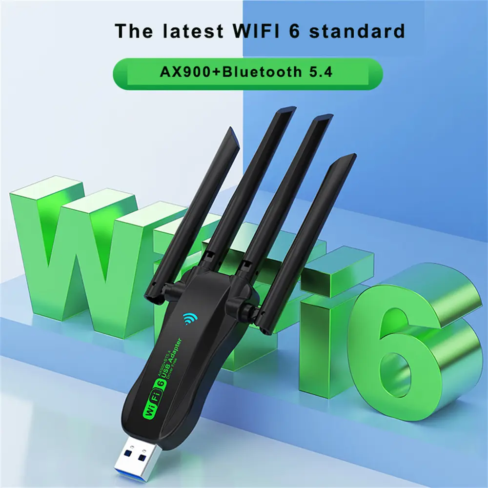 AX900 WiFi USB Adapter WiFi6 Bluetooth 5.4 Dual Band 2.4G+5.8Ghz 4 Antenna Dongle USB Wireless Card Receiver for PC/Laptop