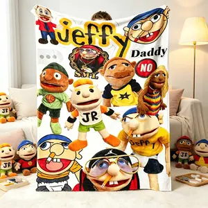 UVVUVV Jeffy Puppet Puppet Collage Blanket Iconic SML Characters Pattern Soft Plush Flannel Fleece Throw Blanket Perfect for SuperMarioLogan Fans Couch Bed Decor Ideal Gift for Kids and SML Lovers Kids & Adults Blanket AC Blanket Father's Day Gift Graduat