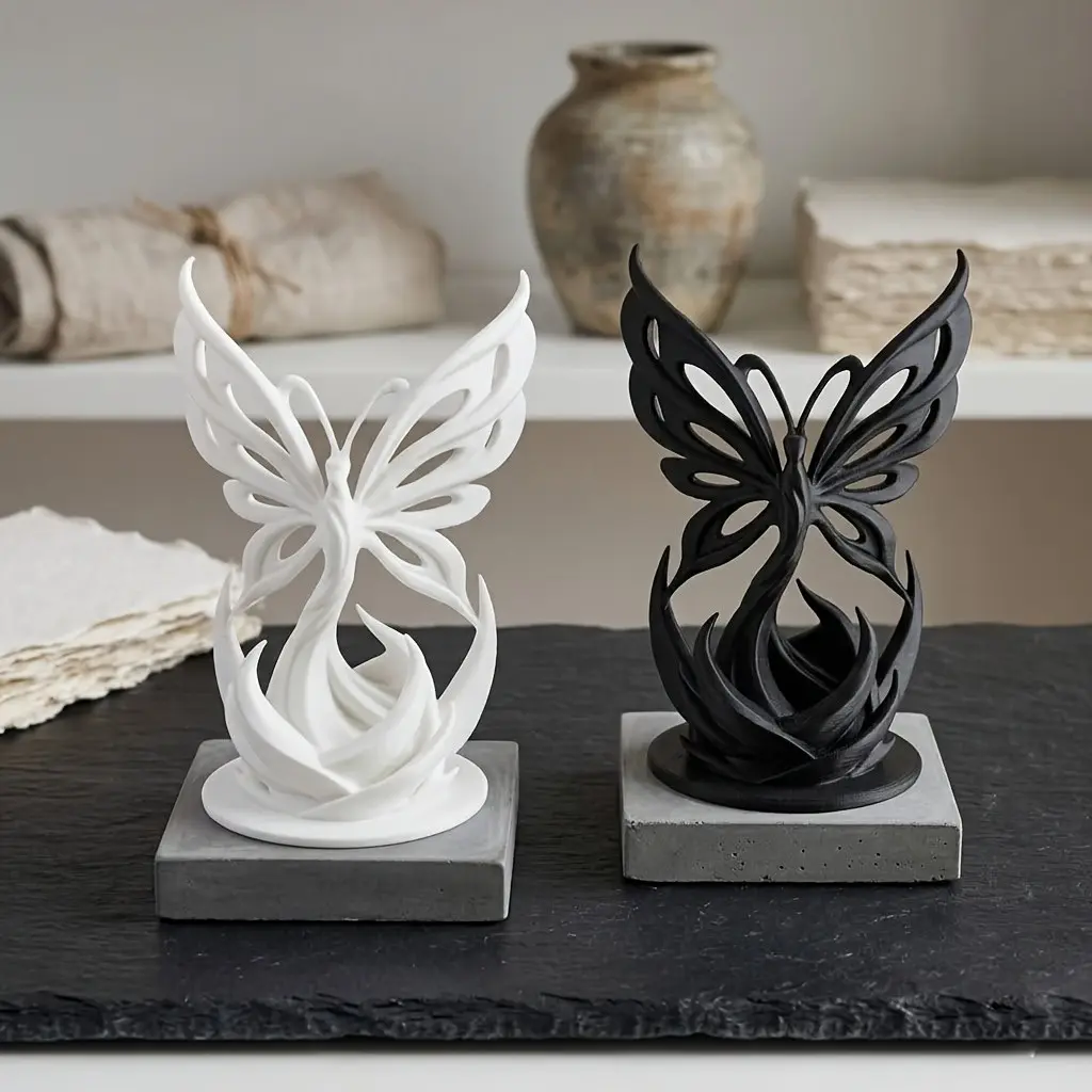 1pc 3D Printed Spiral Butterfly Statue Creative Wing Sculpture Modern Home Office Desk Decor Unique Gift for Her