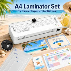 A4 Laminating Machine with Integrated Cutter 60s Warm-Up Never Jam Technology Safe Reliable Mini Laminator for Photos Docs Cards Tags Blue Pink Portable Lightweight 0.8kg Compact Design