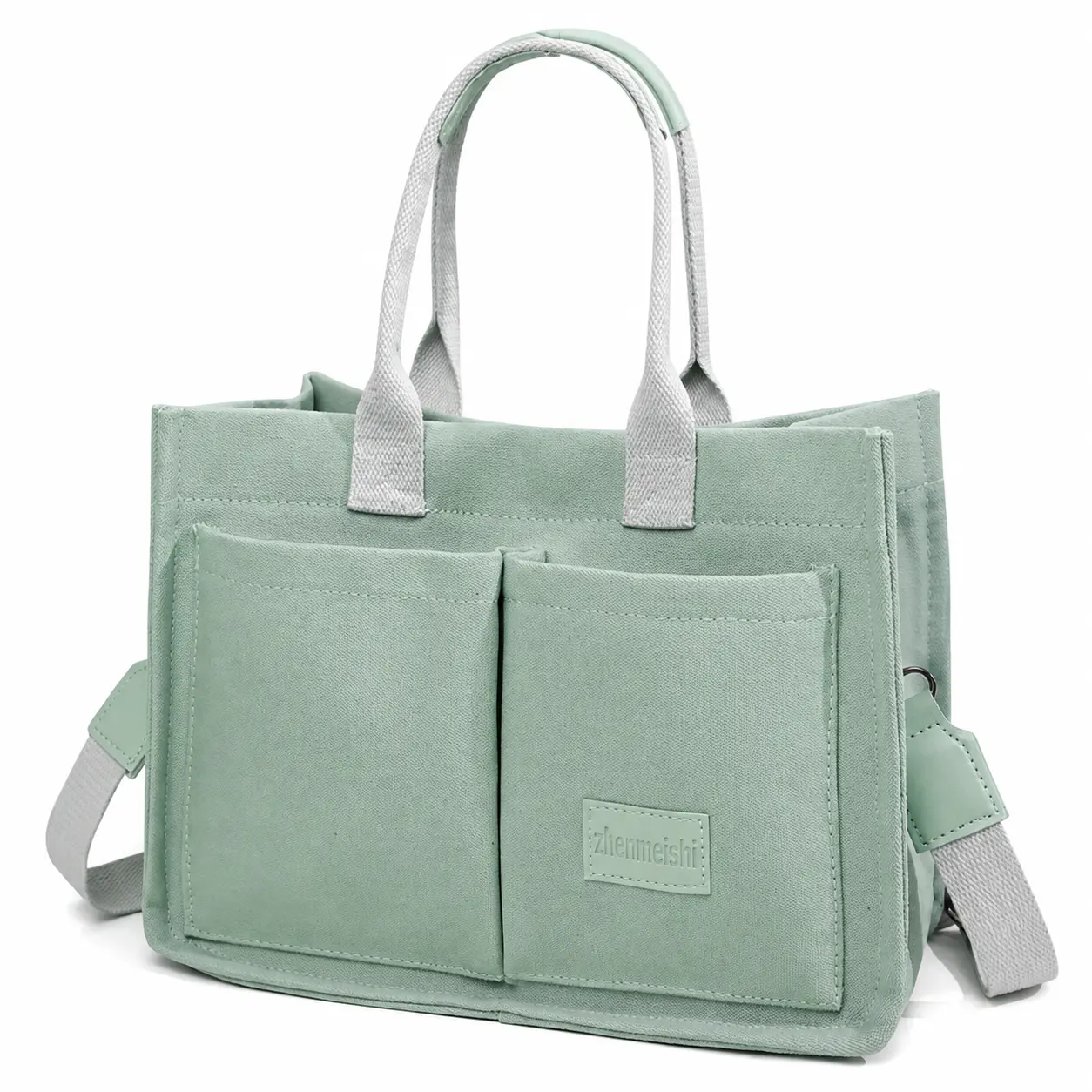 Stylish Oversized Canvas Tote Bag for Women Featuring Multiple Organized Compartments, Wide Adjustable Shoulder Strap, Lightweight Durable Construction, Ideal for Daily Commute, Shopping, Work or Travel Use