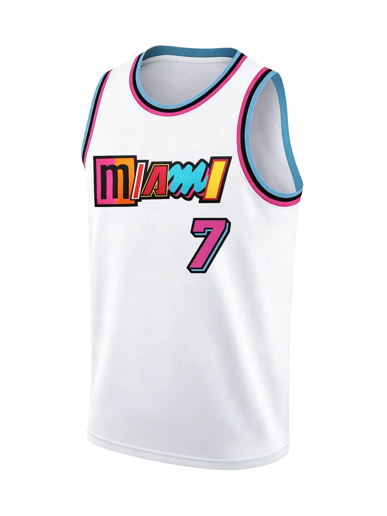 #7 Miami Color Block Basketball Jersey | Stitched Embroidered Sleeveless Men Women Hip Hop Streetwear Casual Sports Jersey