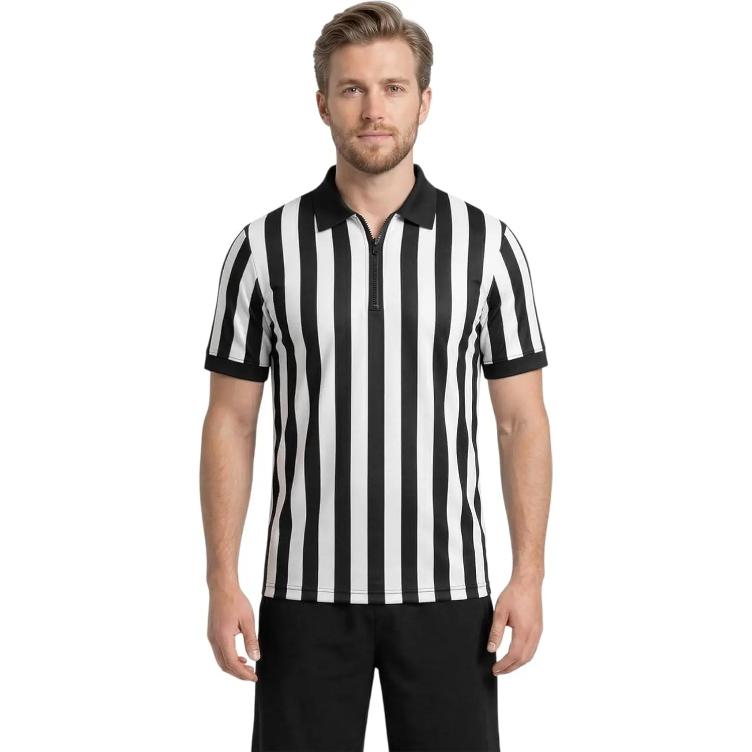 Referee Shirt Men, Athletic Fit Basketball Referee Shirt for  & Costumes, Comes in V- & Zipper Styles