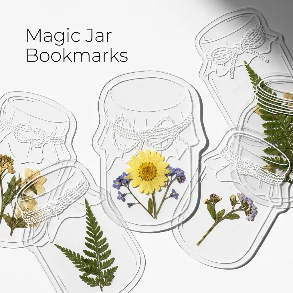 Summer creative dried flower bookmarks DIY materials transparent small bottles plastic sealing film student-made embossed plant specimens