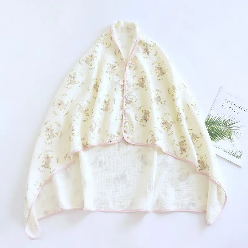 Girls Thin Pure Cotton Gauze Cape Shrug, Neck Protection Shawl Cloak for Summer