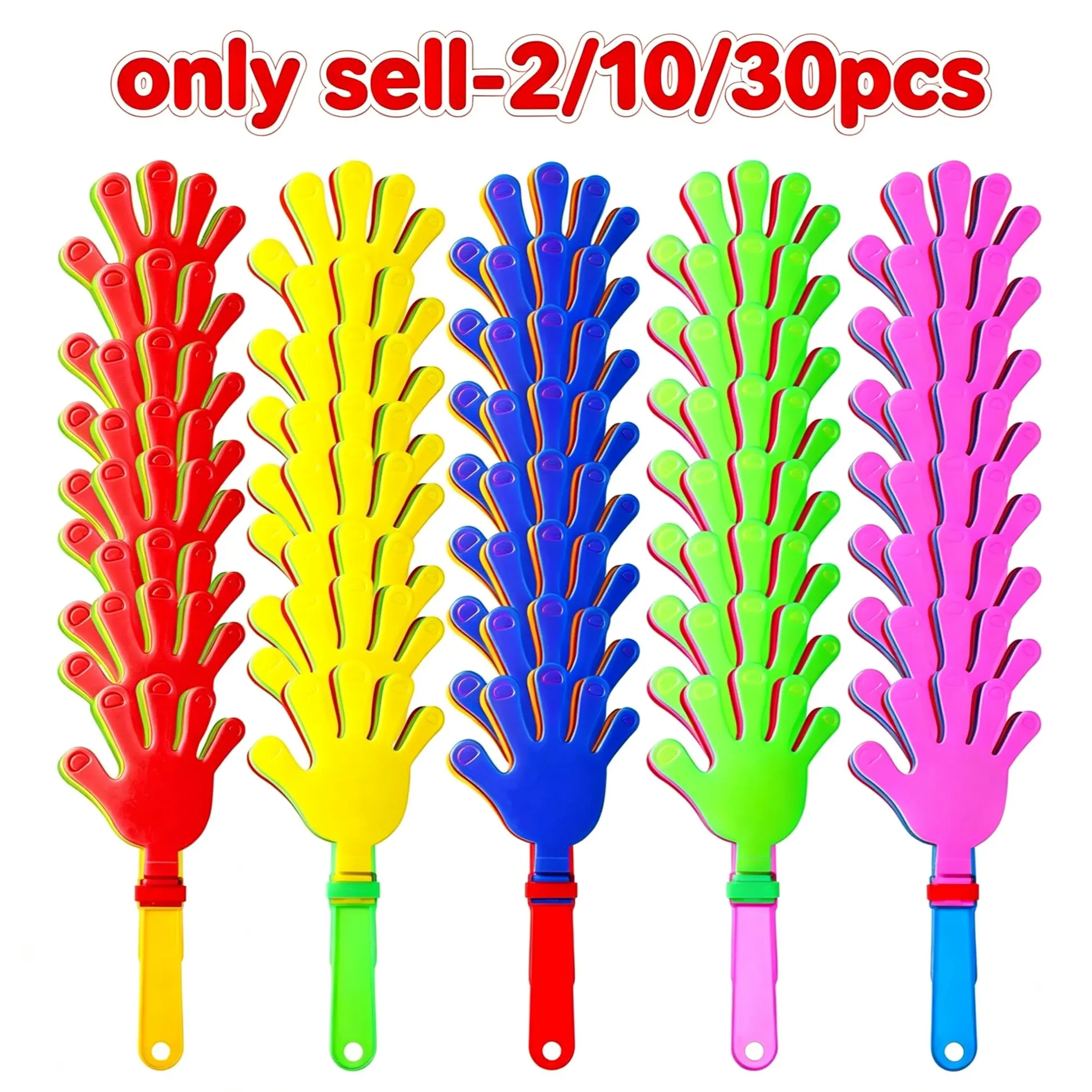 2/10/30 Pack 7.5 Inch Hand Clappers, Mini Plastic Noise Makers, Party Gifts, Sports Events, Holiday Birthday Game Prizes, Cheer Supplies
