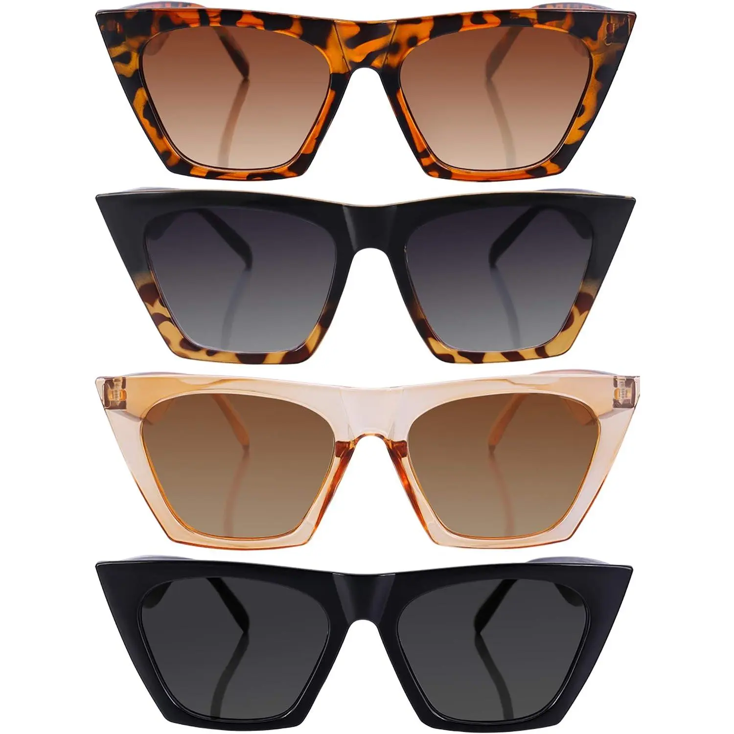 4 Packs  Eye Sunglasses for Women Retro  Square  Classic Glasses Bulk Stylish Sunglasses Set( Color)