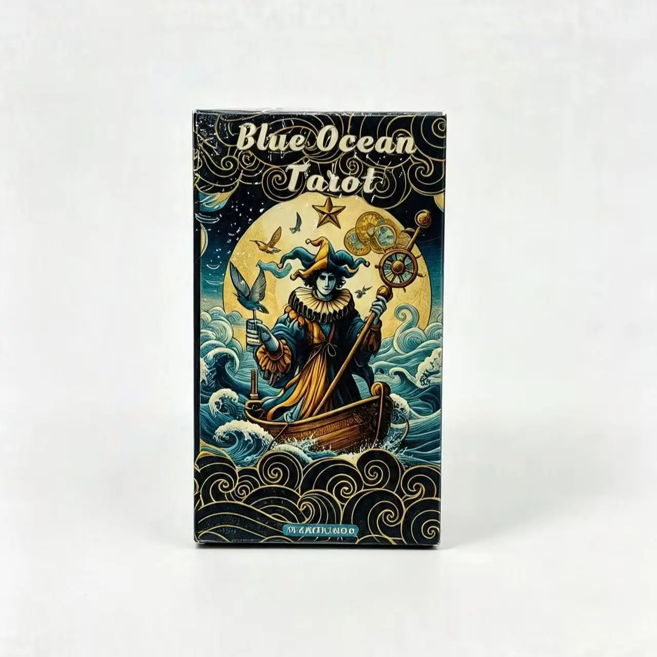 Vintage Collection Card with Ink Wave Pattern, Retro Maritime Scene Design, Thoughtful Keepsake, Elegant Storage Box Packaging
