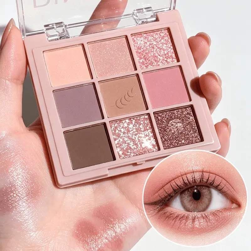 JUJU DREAM Pink Rose 9 Shades Eyeshadow Palette, Eye Shadow Palettes, Glitter Eyeshadows, Mix Smooth Matte & Sparkly Glitter Shimmers, Ultra Blendable Pigment With Minimal Fallout, Create Daily & Romantic Party Eye Looks