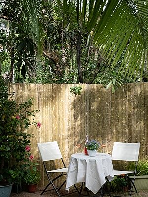 Natural Bamboo Slat Screening, Eco-Friendly Privacy Slat Fence, Bamboo Screen Panel Roll for Balcony or as Wind and Sight Protection (1.2m x 4m)