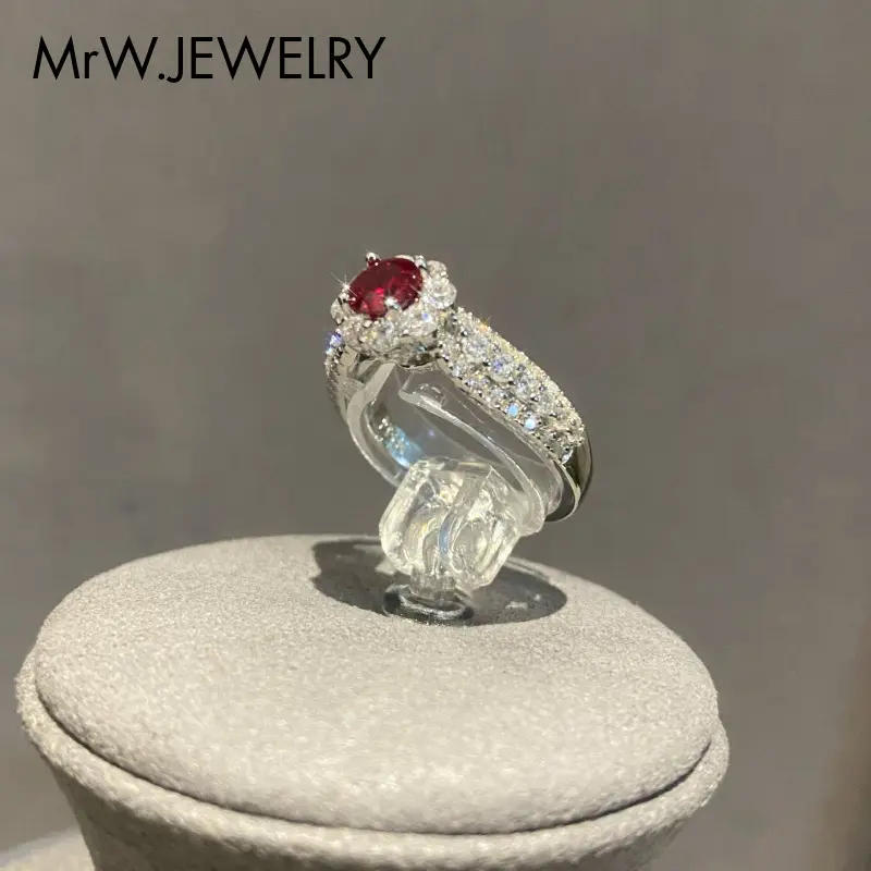 Unburned color, small carat, pigeon blood red ring