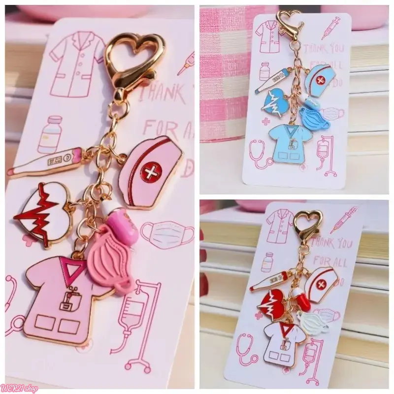 2026-3pcs Nurse Appreciation Keychain, Adorable heart style with delicate medical charms, meaningful daily accessory, thoughtful thank-you gift for female nurses and healthcare workers, ideal present for Nurse Week celebrations
