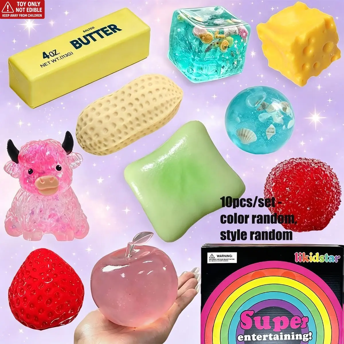 10 pcs/set - Mystery Blind Box Stress Relief Toys, Sensory Kit, Creative Slow-Return Squeeze Toys, Party Gifts, Soft Compression Toys