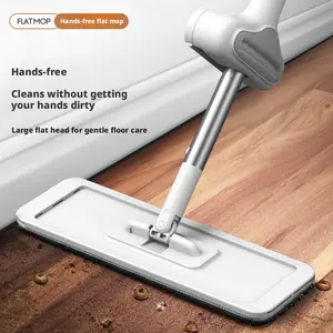 New hands-free flat mop for home use, large mop that cleans without dirtying hands, suitable for wooden floors and tiles, a lazy person's flat mop that eliminates the need to bend over and requires no effort, 36cm mop