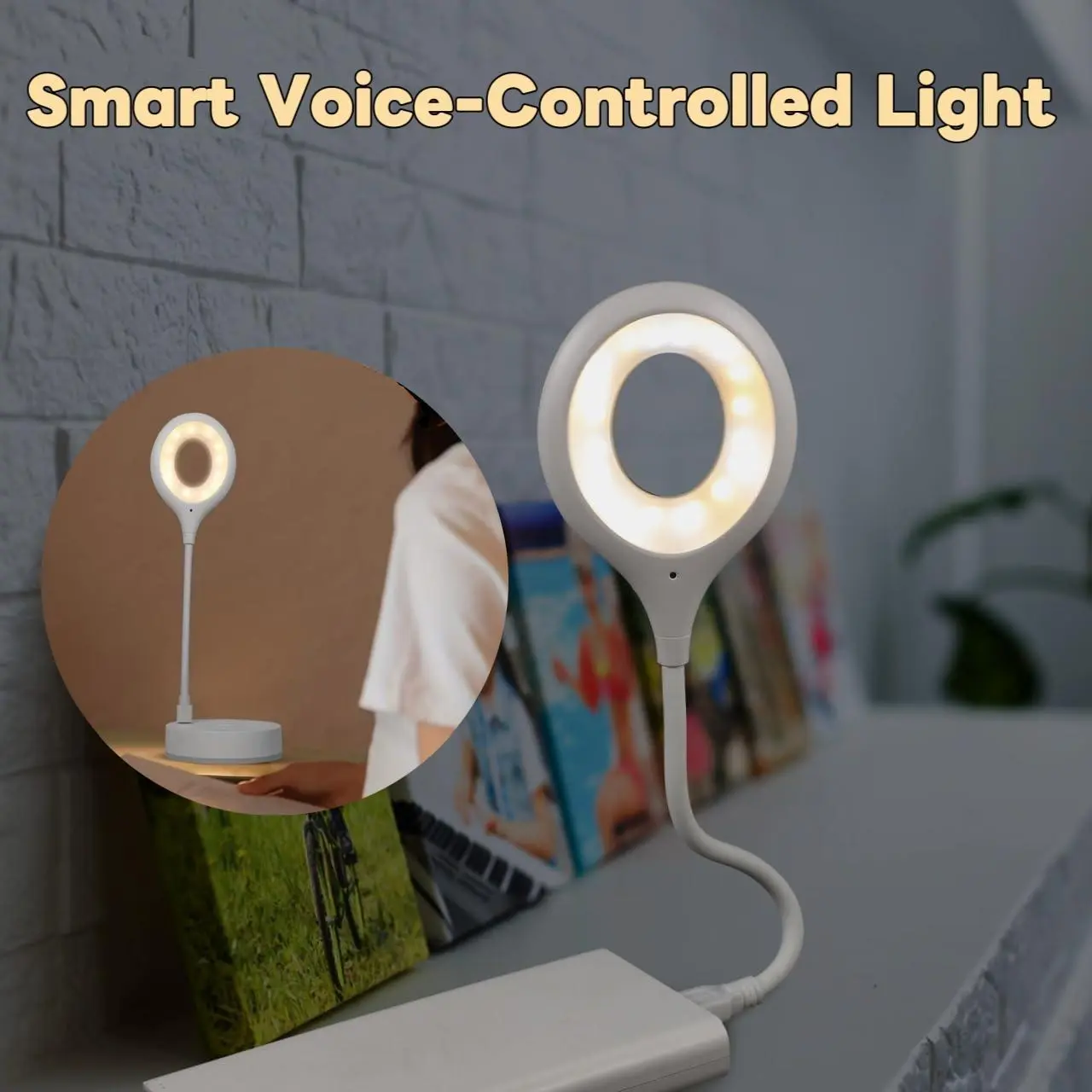 1PC USB Smart Voice-Controlled LED Lamp, USB Powered, Flexible  PVC Gooseneck Design, Soft Night Light, Plug and Play, No Bluetooth or Remote Control Needed, Perfect  for Bedside, Nightstand, Desk or Dorm dealsforyou summerwins, Mobile, Led Portable Light
